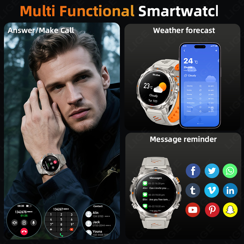 LIGE Rugged GPS Track Smart Wa – обзор и цена Watch Smartwatch