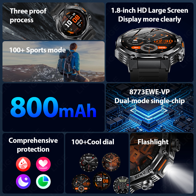 LIGE New Men 800mAh Ultra Long – обзор и цена Smartwatch Latest Watches For Men
