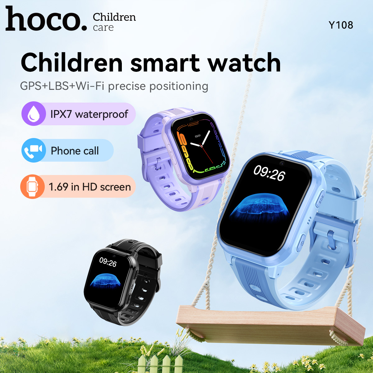 HOCO Y108 1.69inch HD LCD Curv – обзор и цена Smartwatch Watches For Kid Boy With Gps