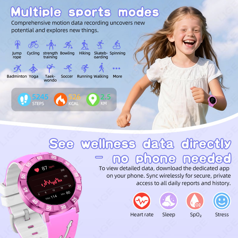 LIGE Kids Smart Watch HRV SOS  – обзор и цена Smartwatch Watches Useful Gift For Boys